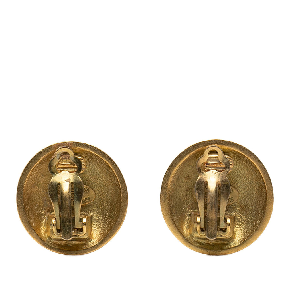 Chanel CC Gold Plated Round Clip on Earrings