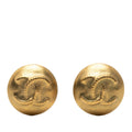 Chanel CC Gold Plated Round Clip on Earrings