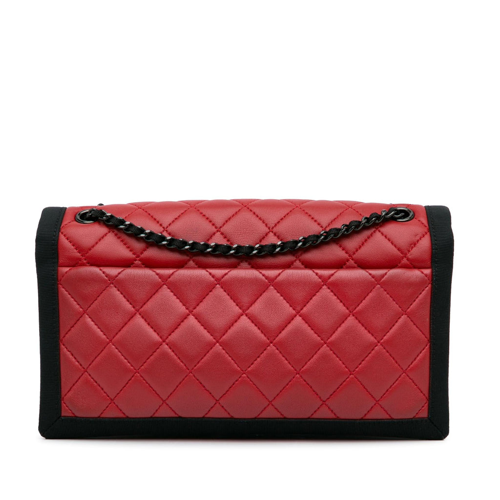 Chanel CC Grossgrain trim Lambskin Flap Shoulder Bag