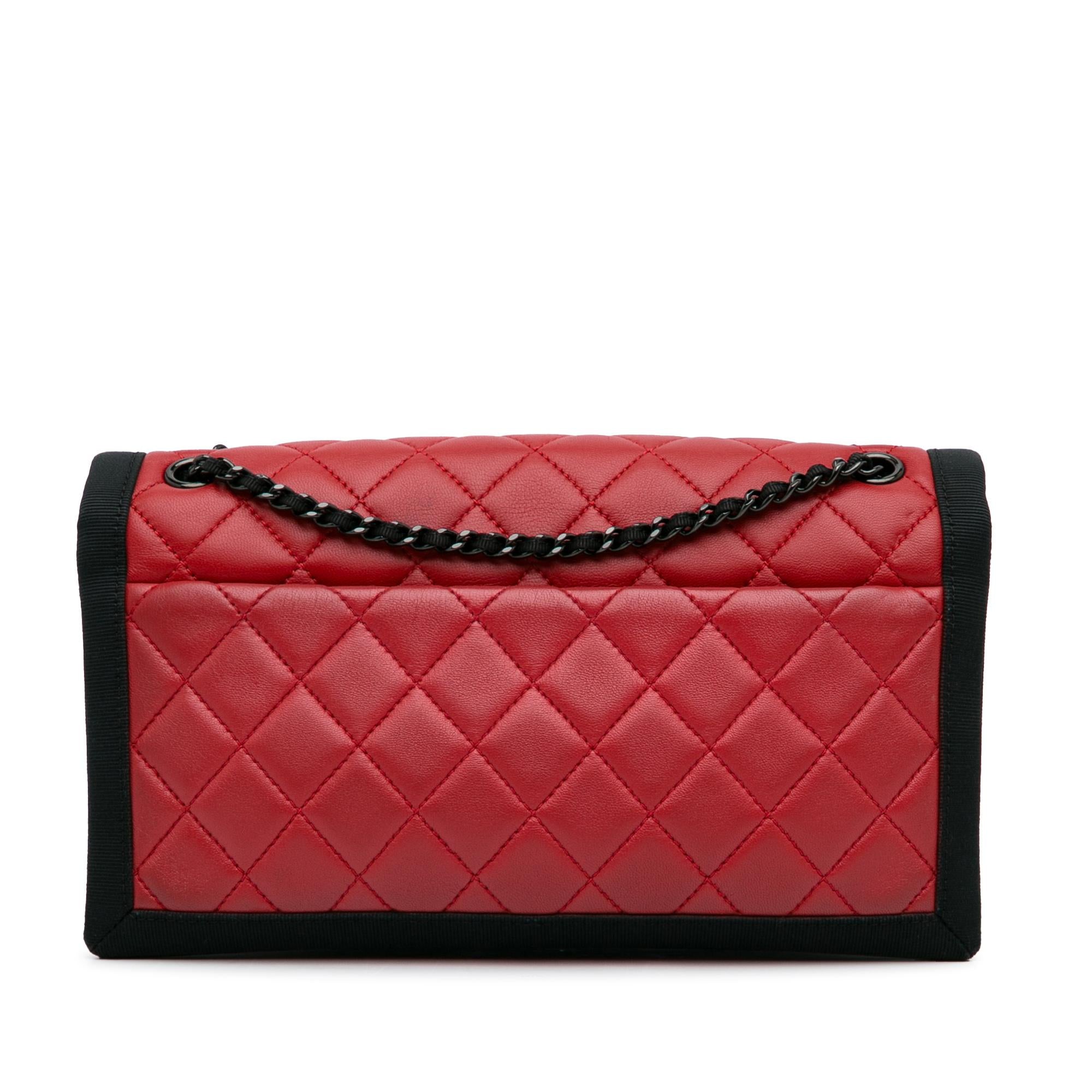 Chanel CC Grossgrain trim Lambskin Flap Shoulder Bag