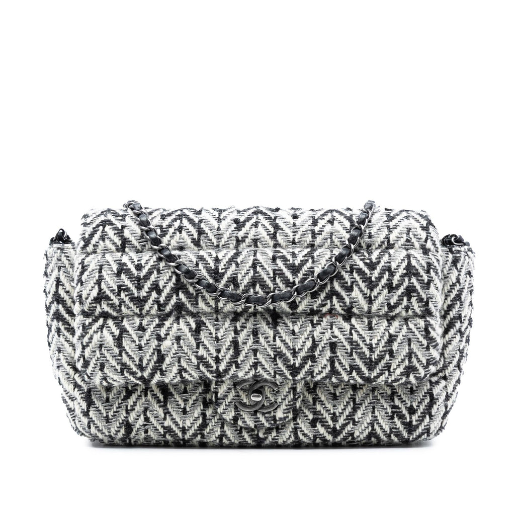 Chanel CC Herringbone Tweed Flap