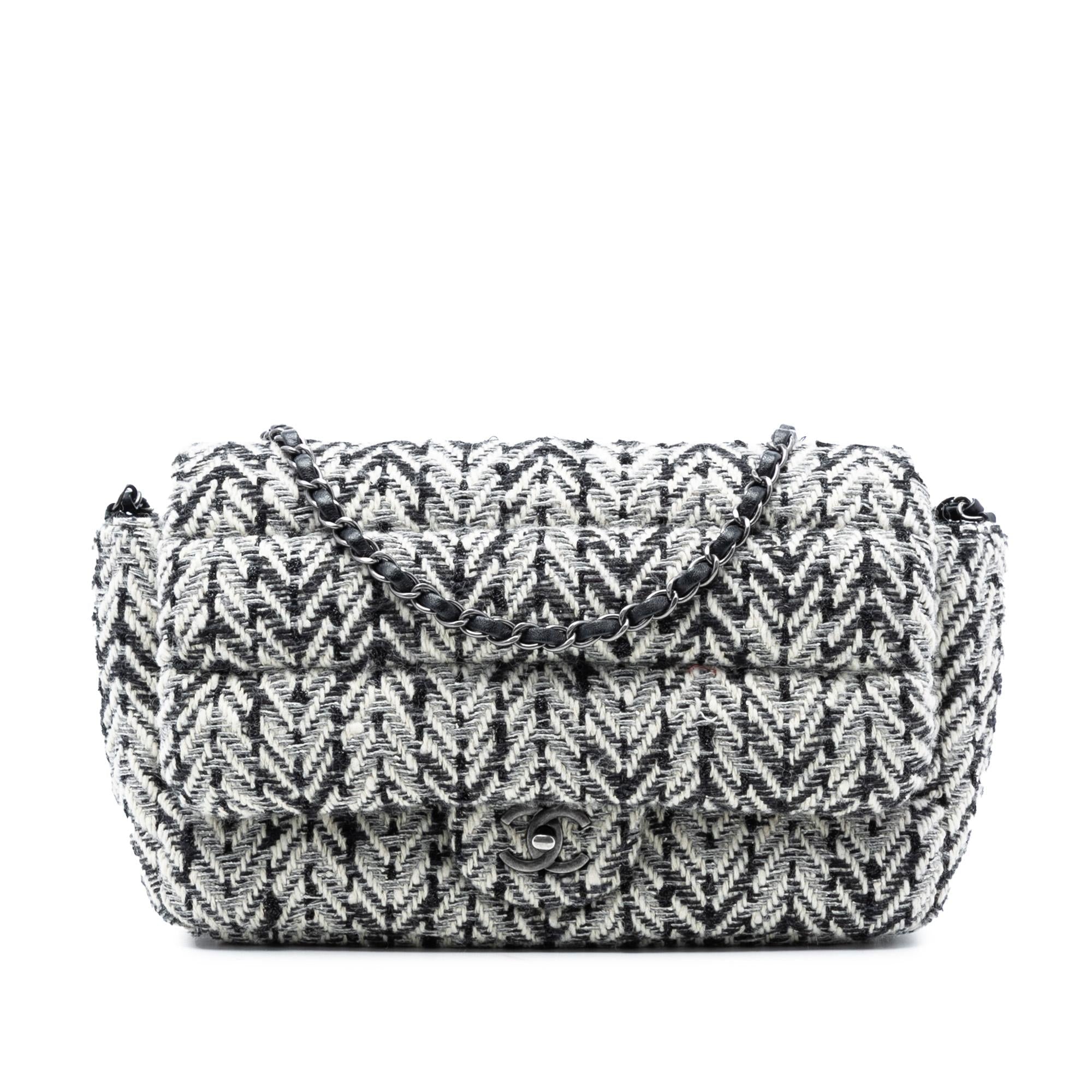 Chanel CC Herringbone Tweed Flap