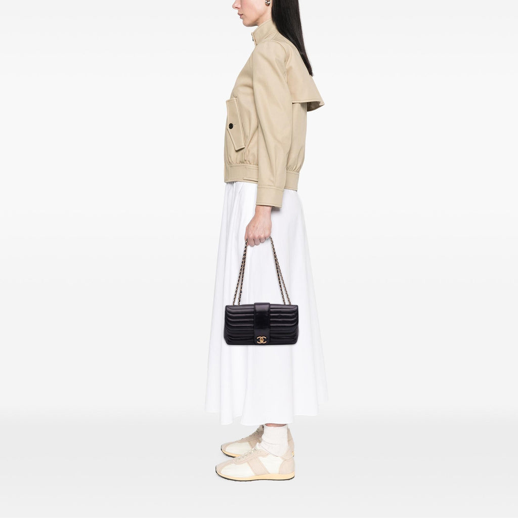 Chanel CC Horizontal Quilted Lambskin Double Flap