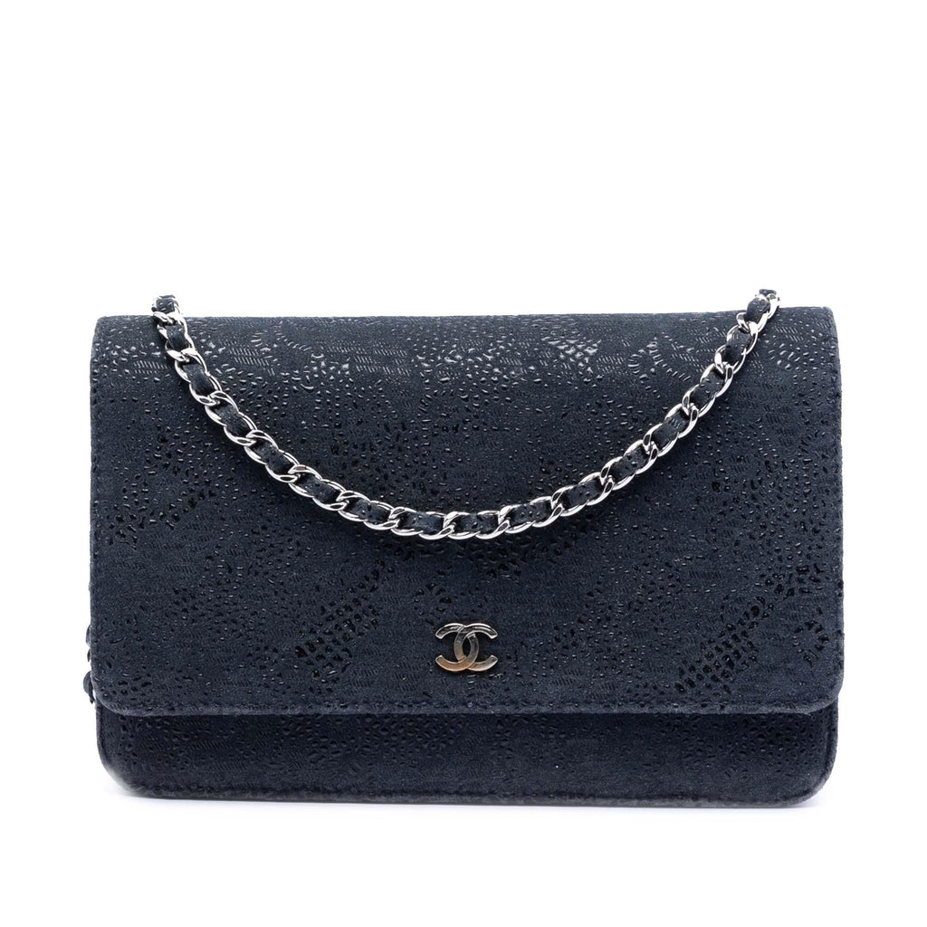 Chanel CC Lace Overlay Goatskin Wallet On Chain