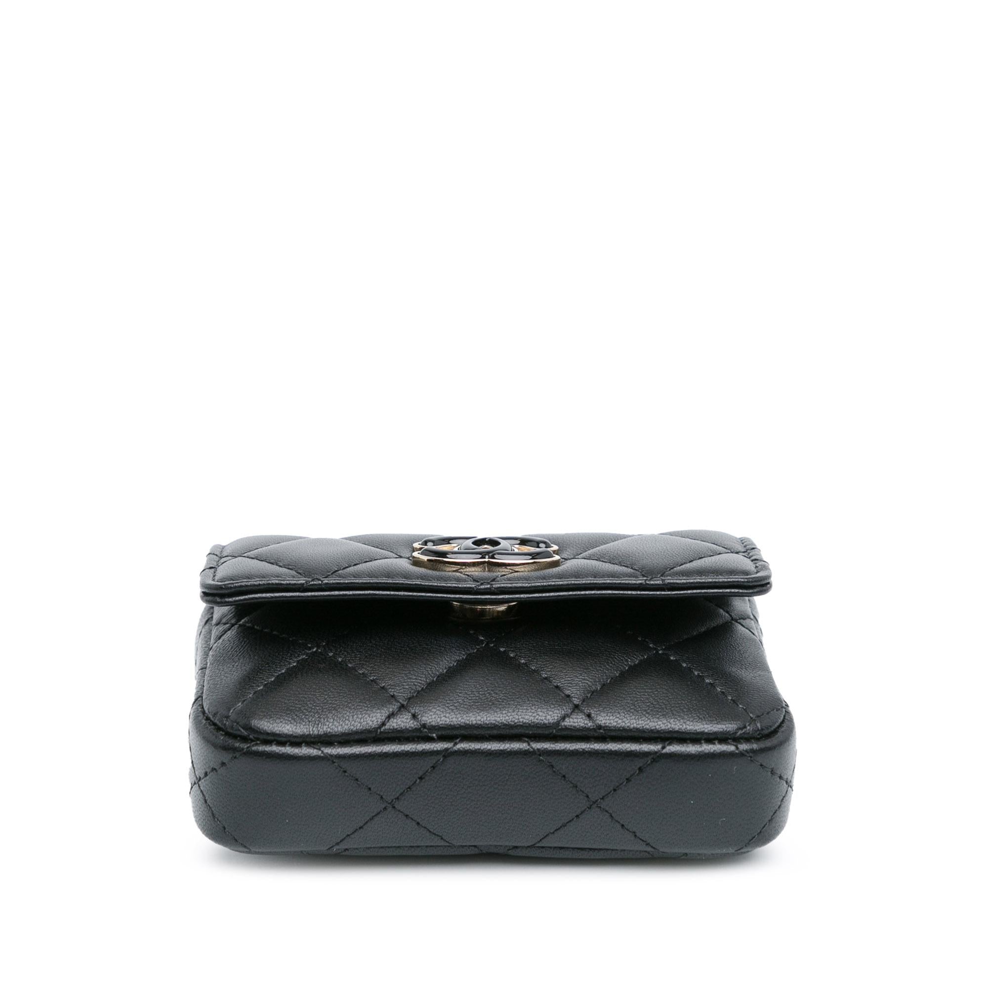 Chanel CC Lambskin Card Holder On Chain (SHG-OR7dwk)