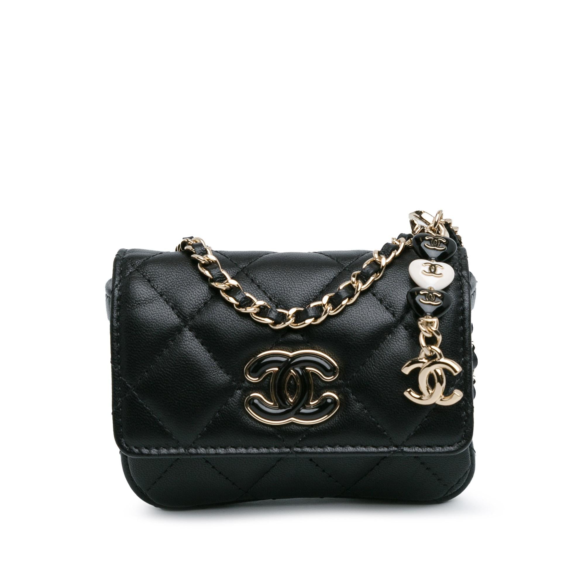 Chanel CC Lambskin Card Holder On Chain (SHG-OR7dwk)
