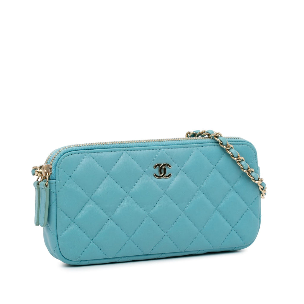 Chanel CC Lambskin Double Zip Wallet on Chain (SHG-UJP8RM)