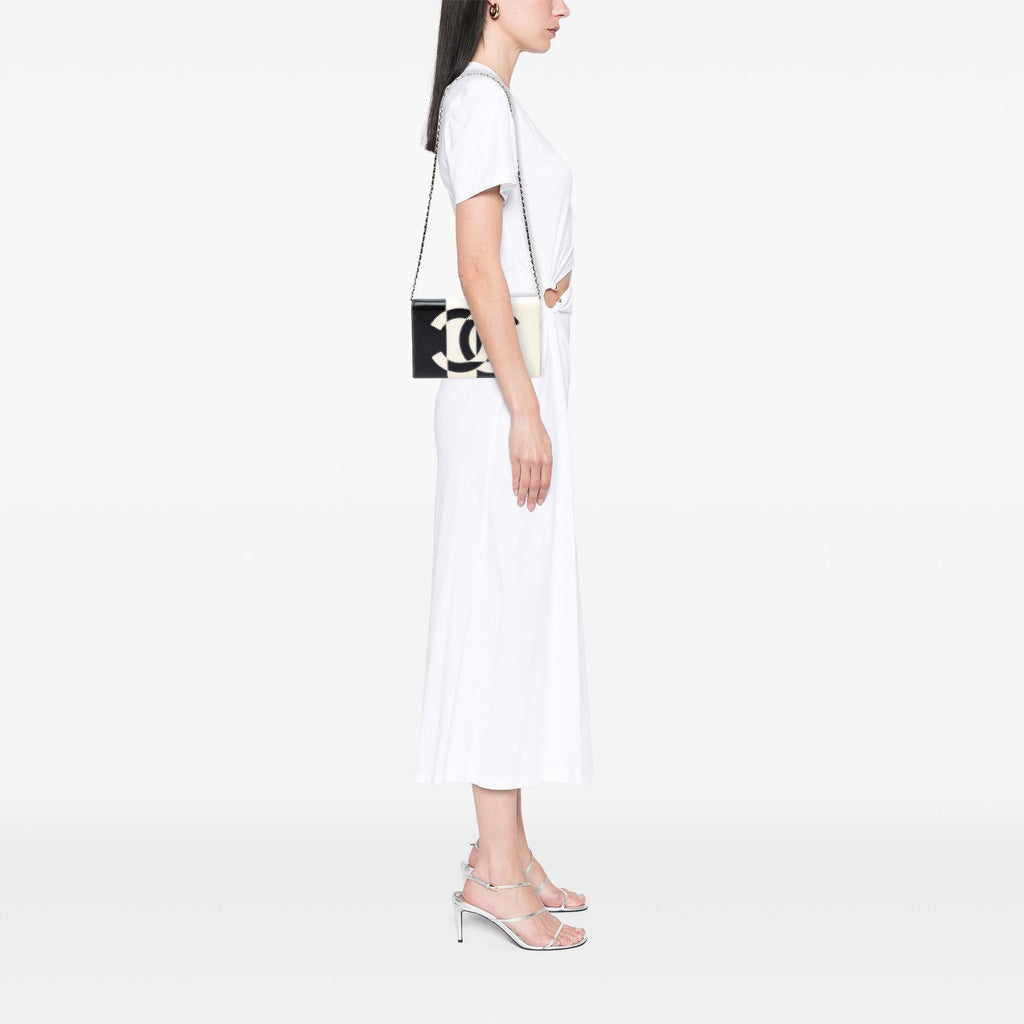 Chanel CC Lambskin Embroidered Clutch With Chain