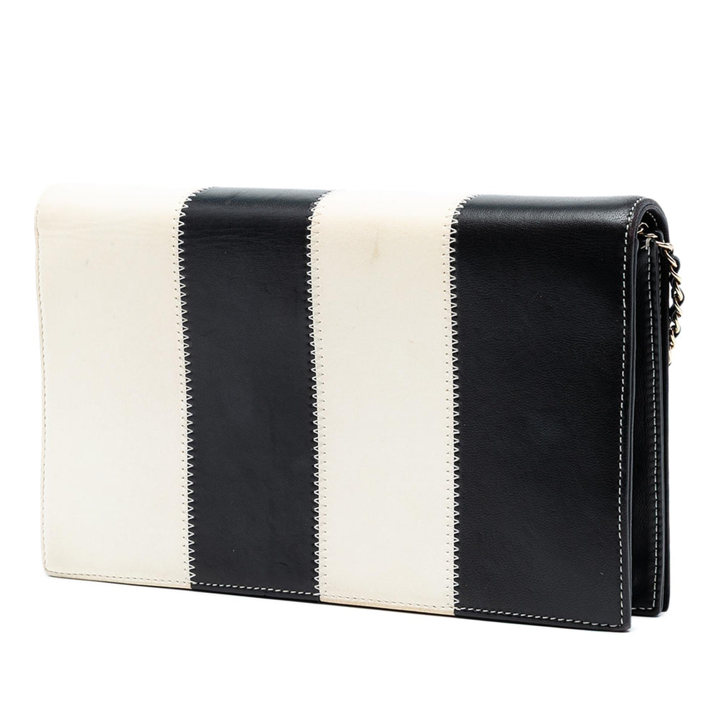 Chanel CC Lambskin Embroidered Clutch With Chain