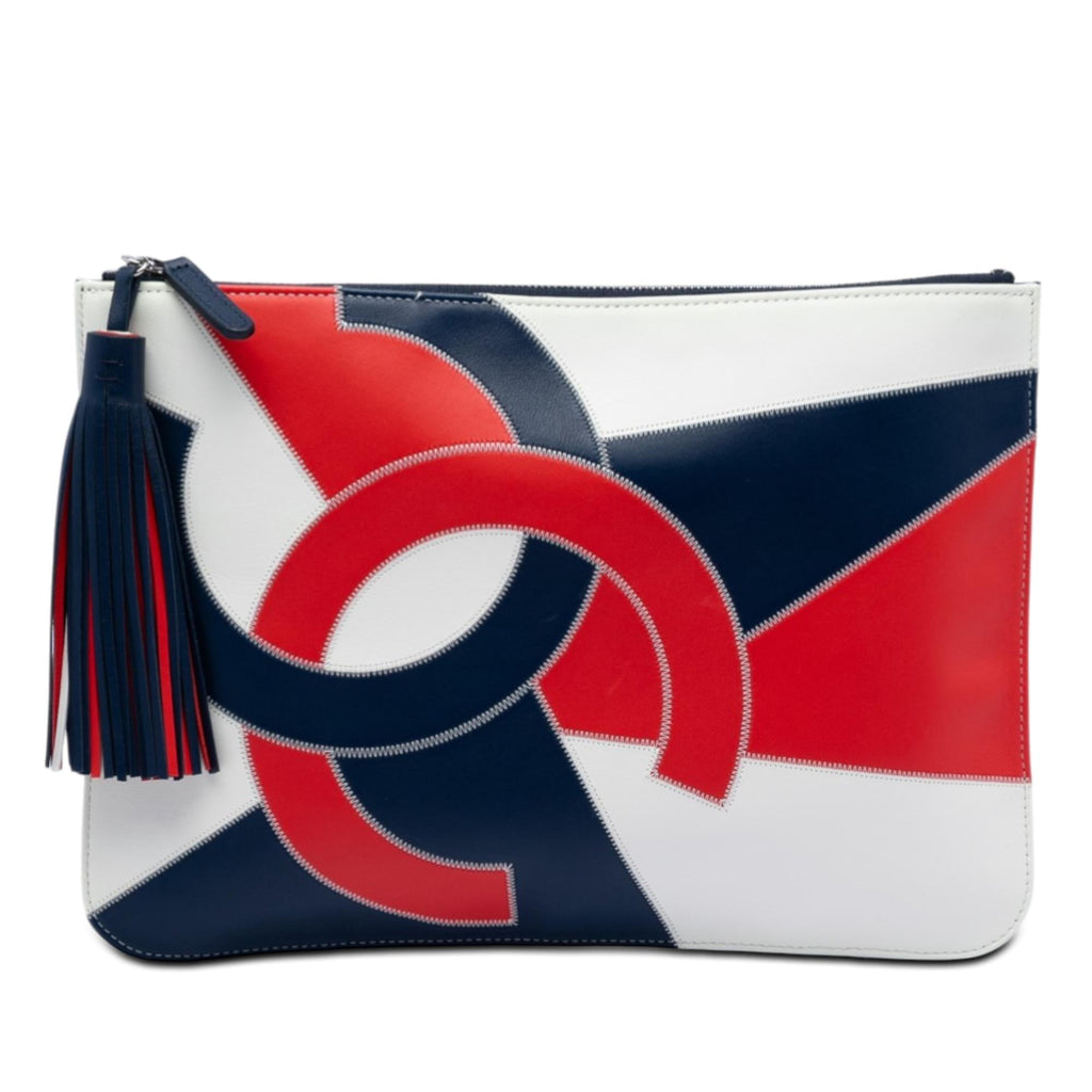 Chanel CC Lambskin Patchwork Tassel Clutch