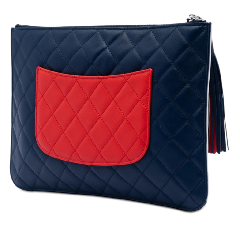 Chanel CC Lambskin Patchwork Tassel Clutch
