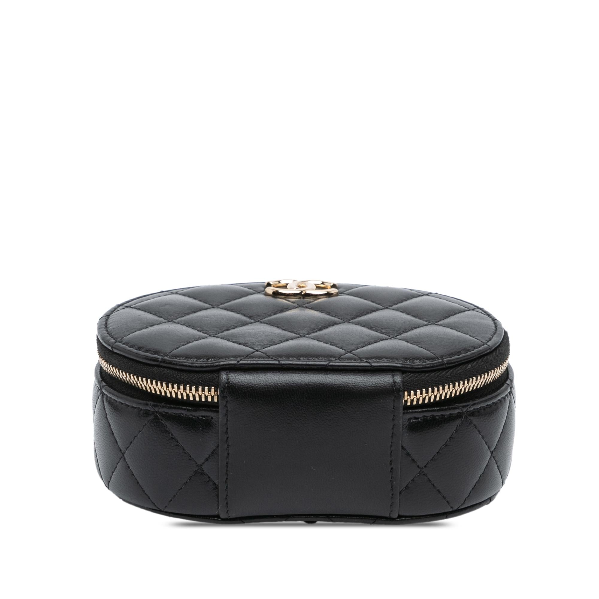 Chanel CC Lambskin Ruched Oval Top Handle Bag