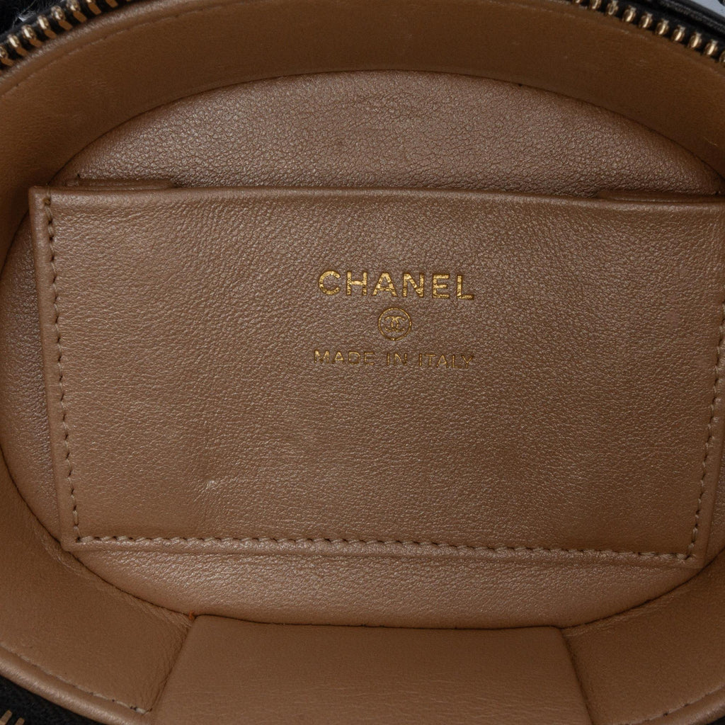 Chanel CC Lambskin Ruched Oval Top Handle Bag