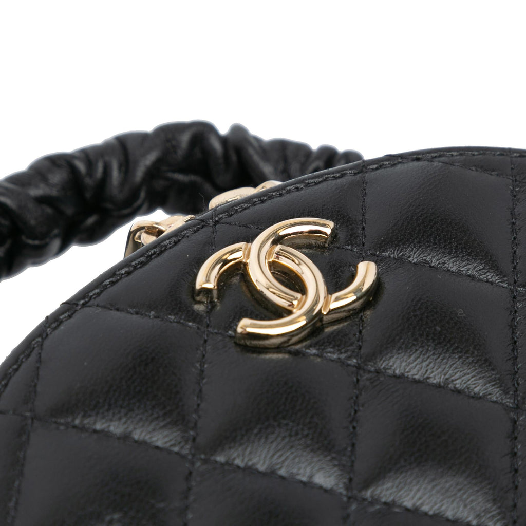 Chanel CC Lambskin Ruched Oval Top Handle Bag