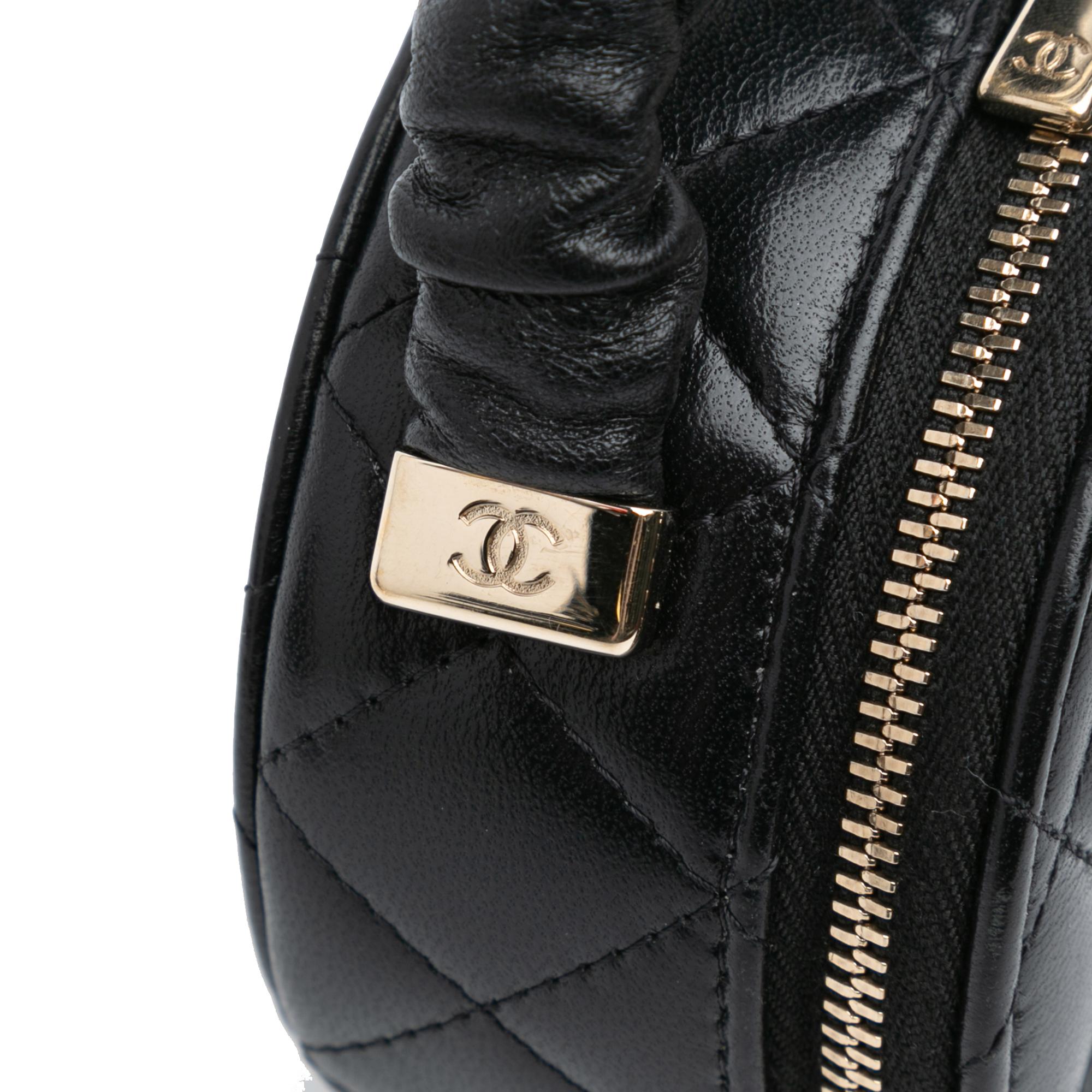 Chanel CC Lambskin Ruched Oval Top Handle Bag