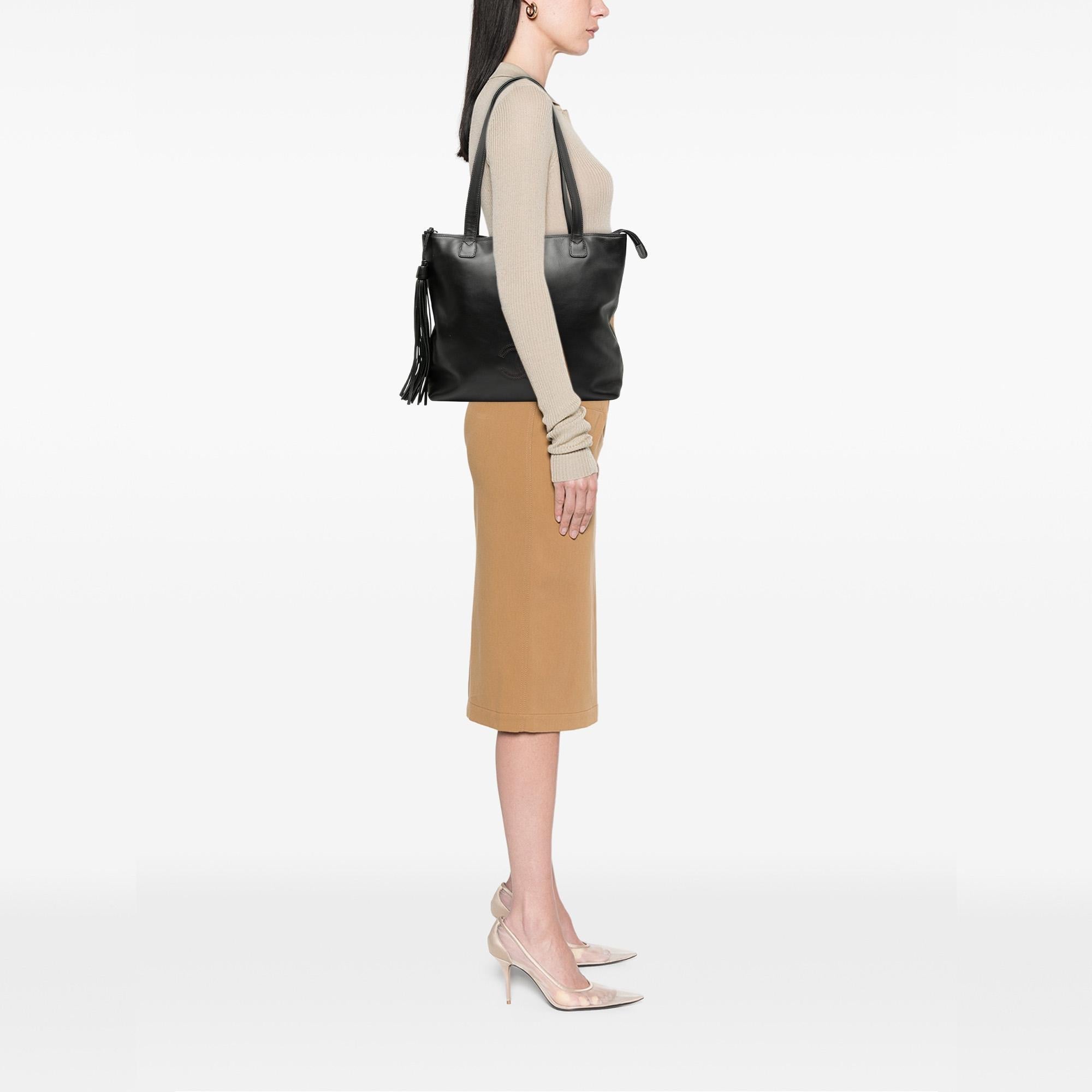 Chanel CC Lambskin Tassel Tote