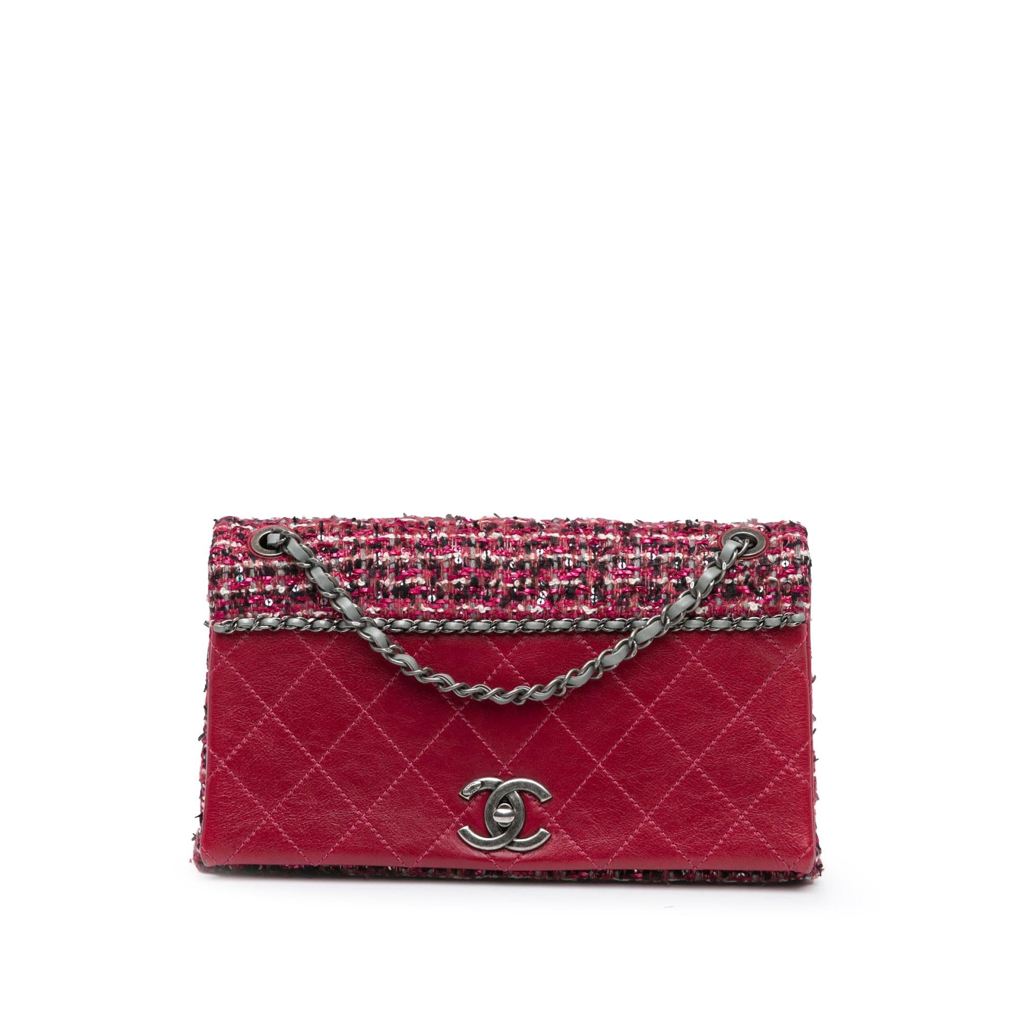 Chanel CC Lambskin and Tweed Flap