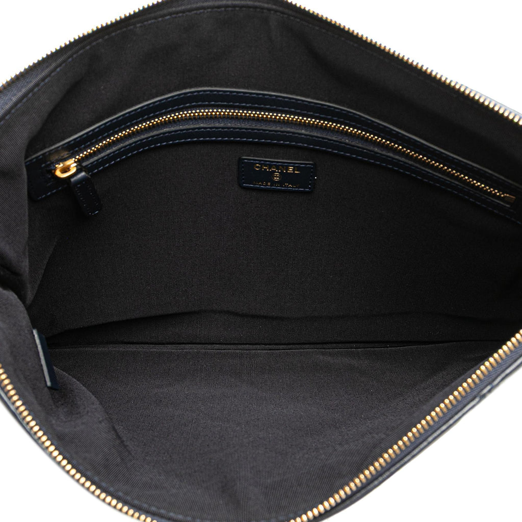 Chanel CC Large Quilted Lambskin O Case Clutch