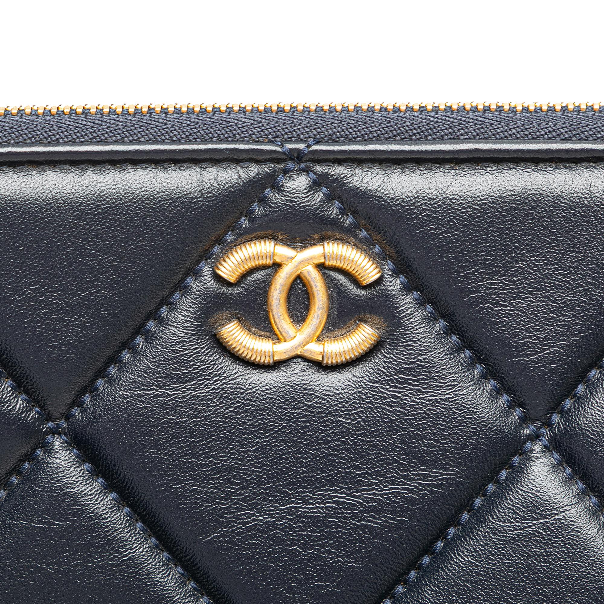 Chanel CC Large Quilted Lambskin O Case Clutch