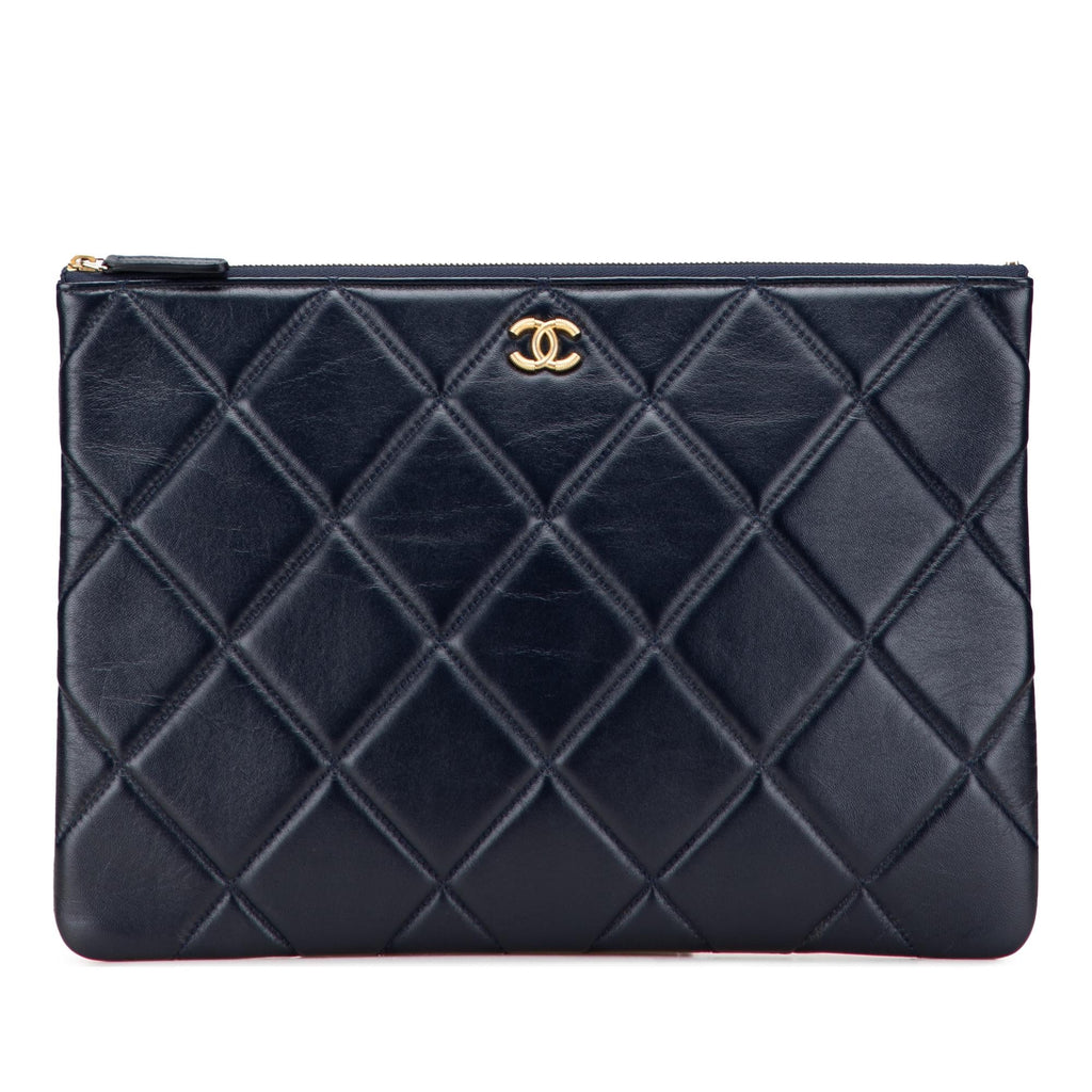 Chanel CC Large Quilted Lambskin O Case Clutch