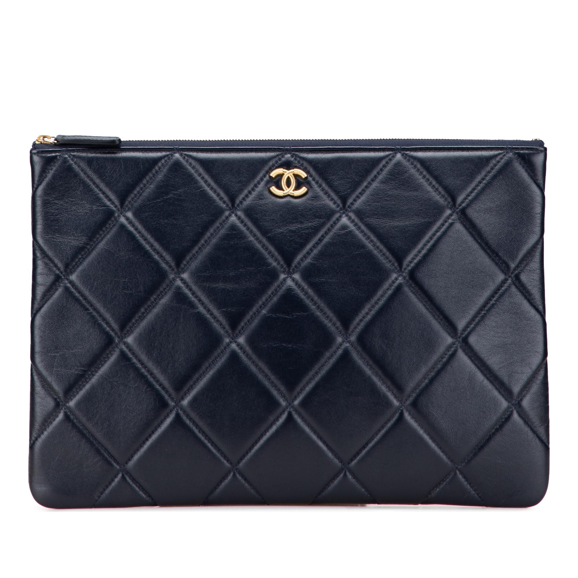 Chanel CC Large Quilted Lambskin O Case Clutch