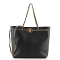 CHANEL CC Lock Chain Handle Small Shopping Tote Quilted Calfskin