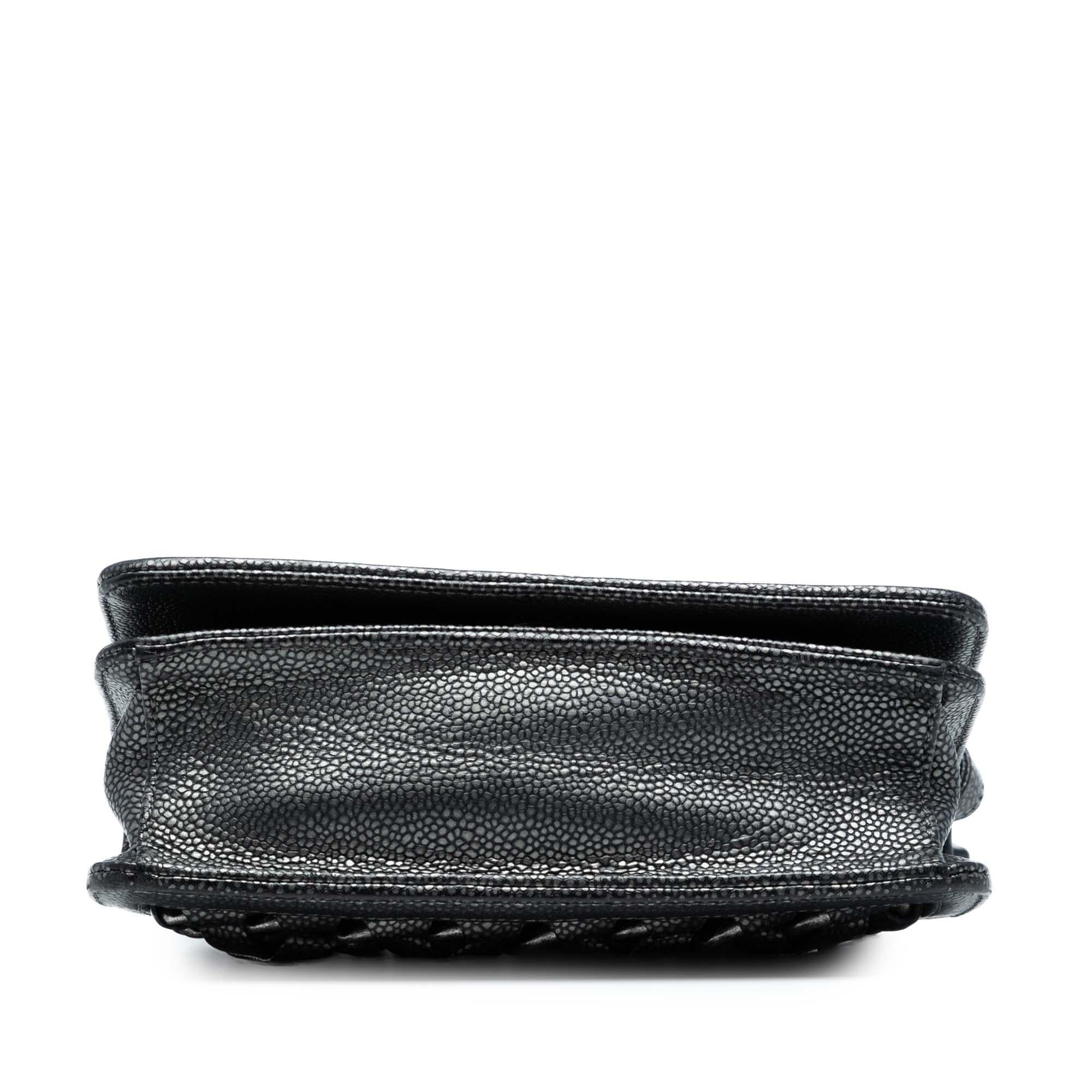 Chanel CC Metallic Caviar Interlaced Chain Clutch on Strap