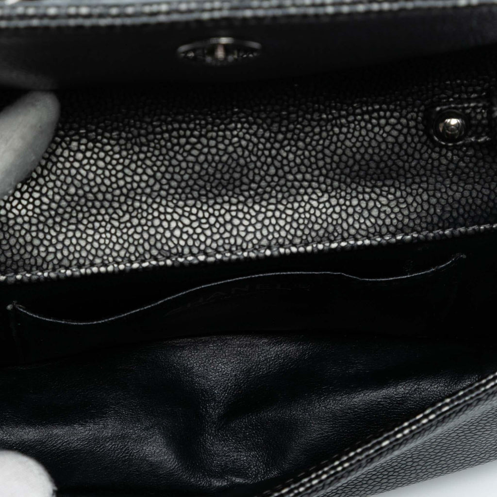 Chanel CC Metallic Caviar Interlaced Chain Clutch on Strap