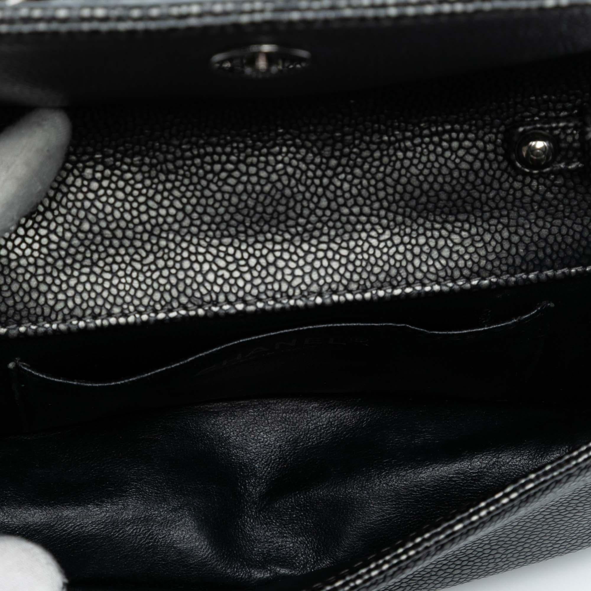 Chanel CC Metallic Caviar Interlaced Chain Clutch on Strap