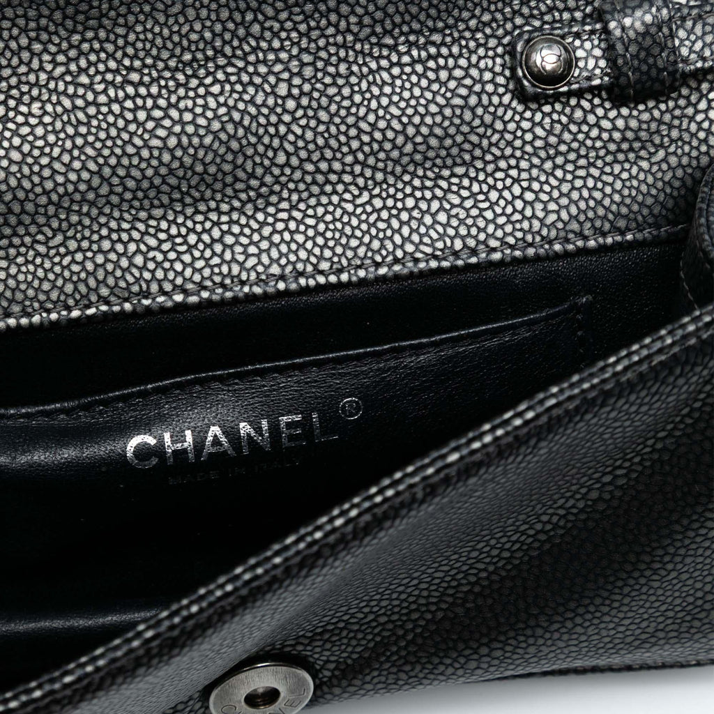Chanel CC Metallic Caviar Interlaced Chain Clutch on Strap