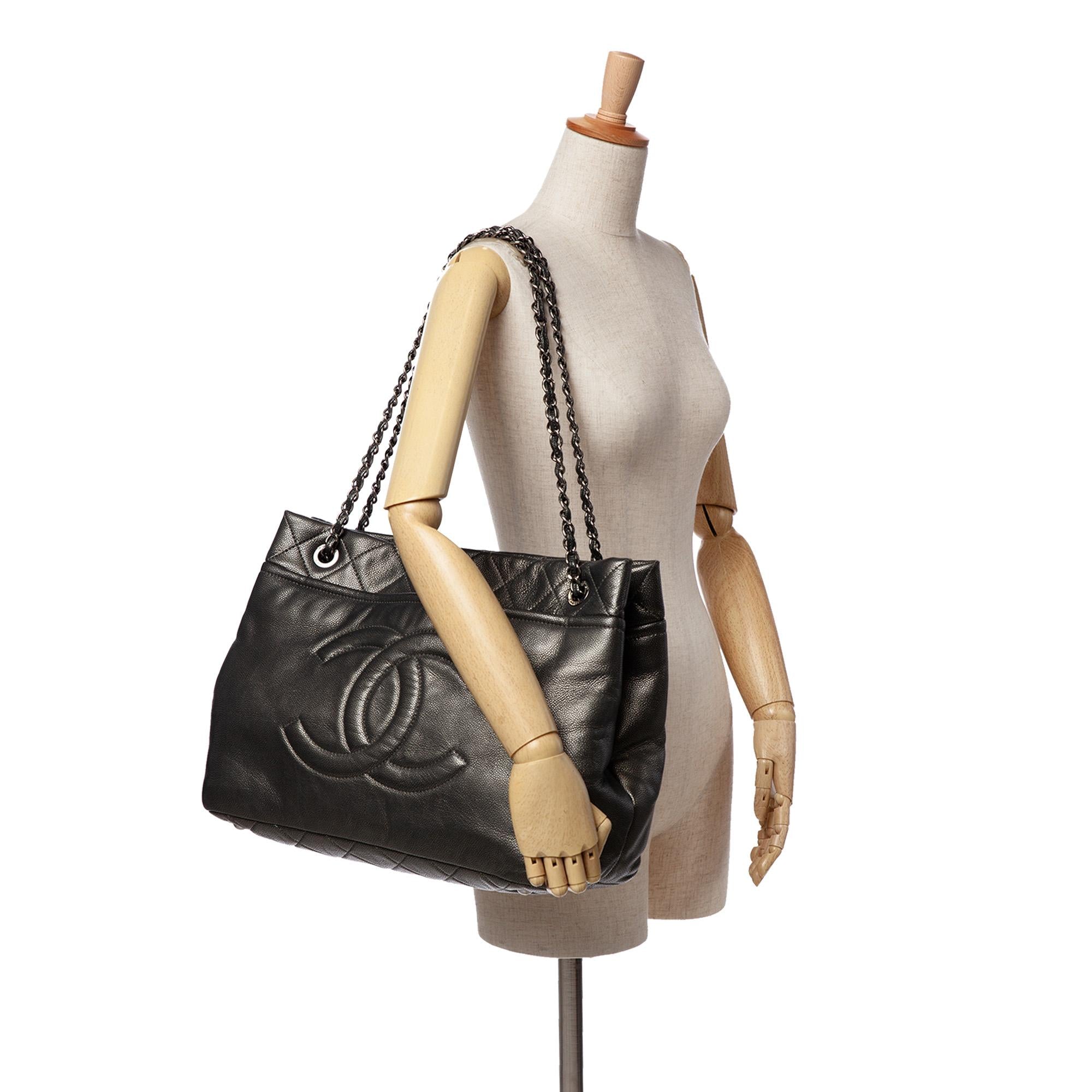 Chanel CC Metallic Caviar Soft Tote