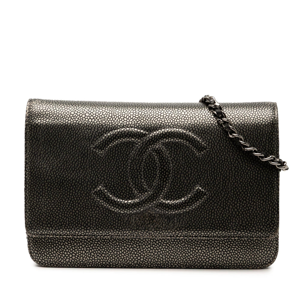 Chanel CC Metallic Caviar Wallet on Chain