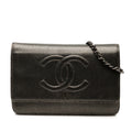 Chanel CC Metallic Caviar Wallet on Chain