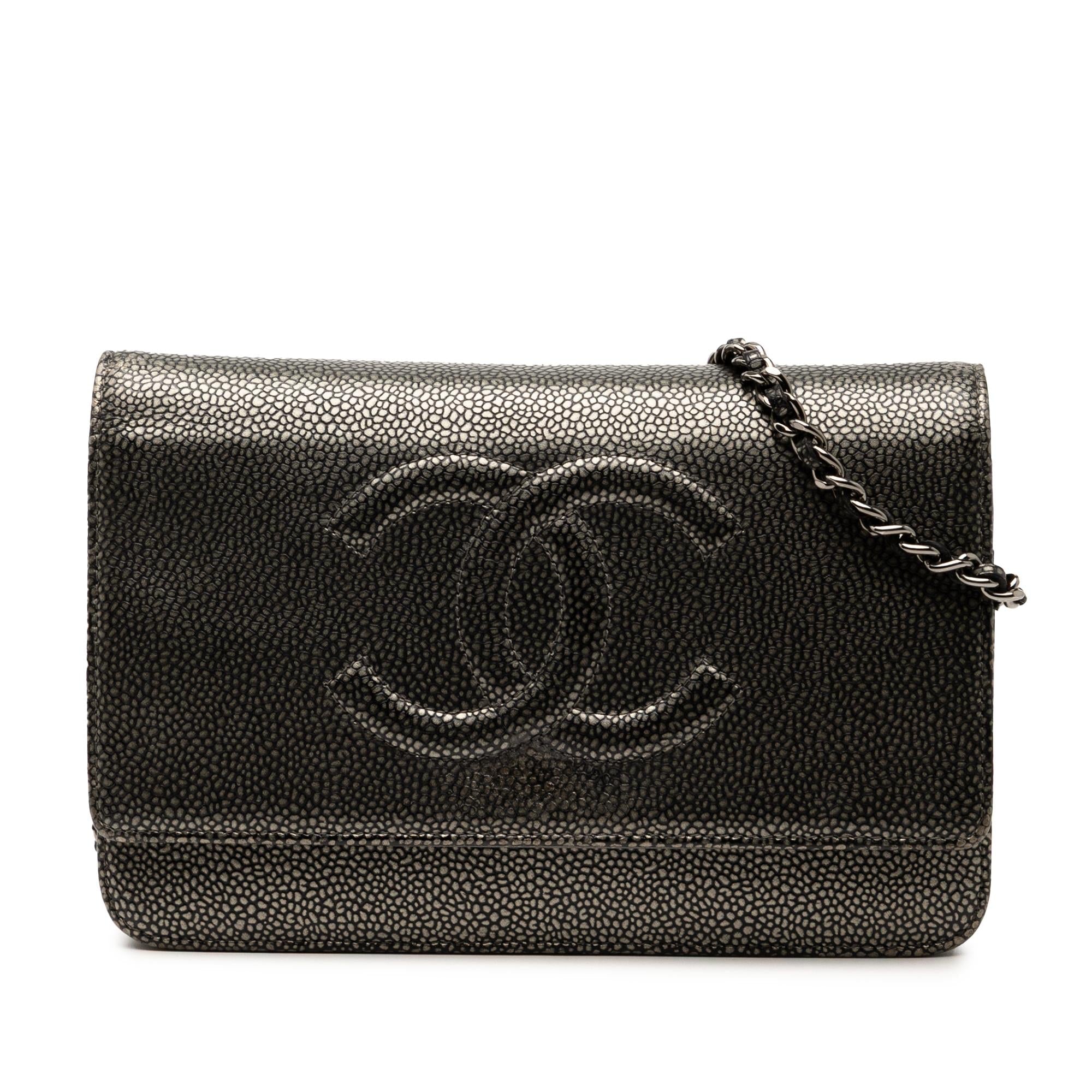 Chanel CC Metallic Caviar Wallet on Chain
