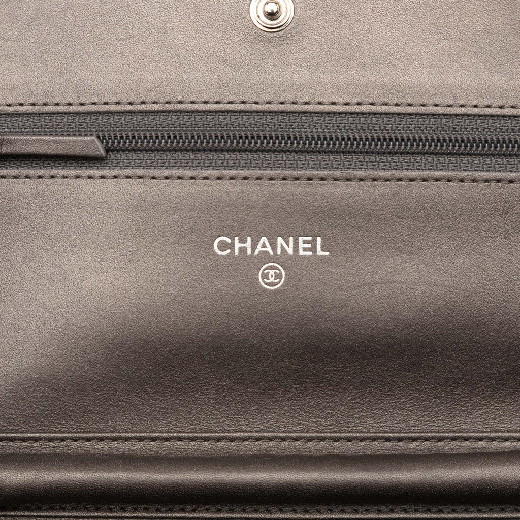 Chanel CC Metallic Caviar Wallet on Chain