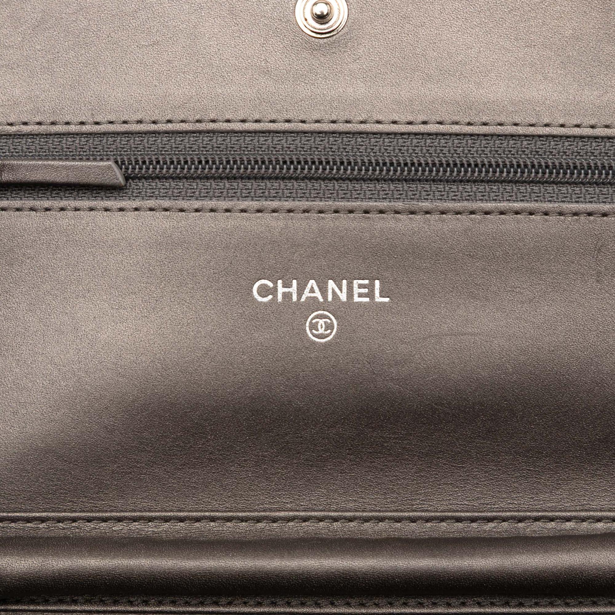 Chanel CC Metallic Caviar Wallet on Chain