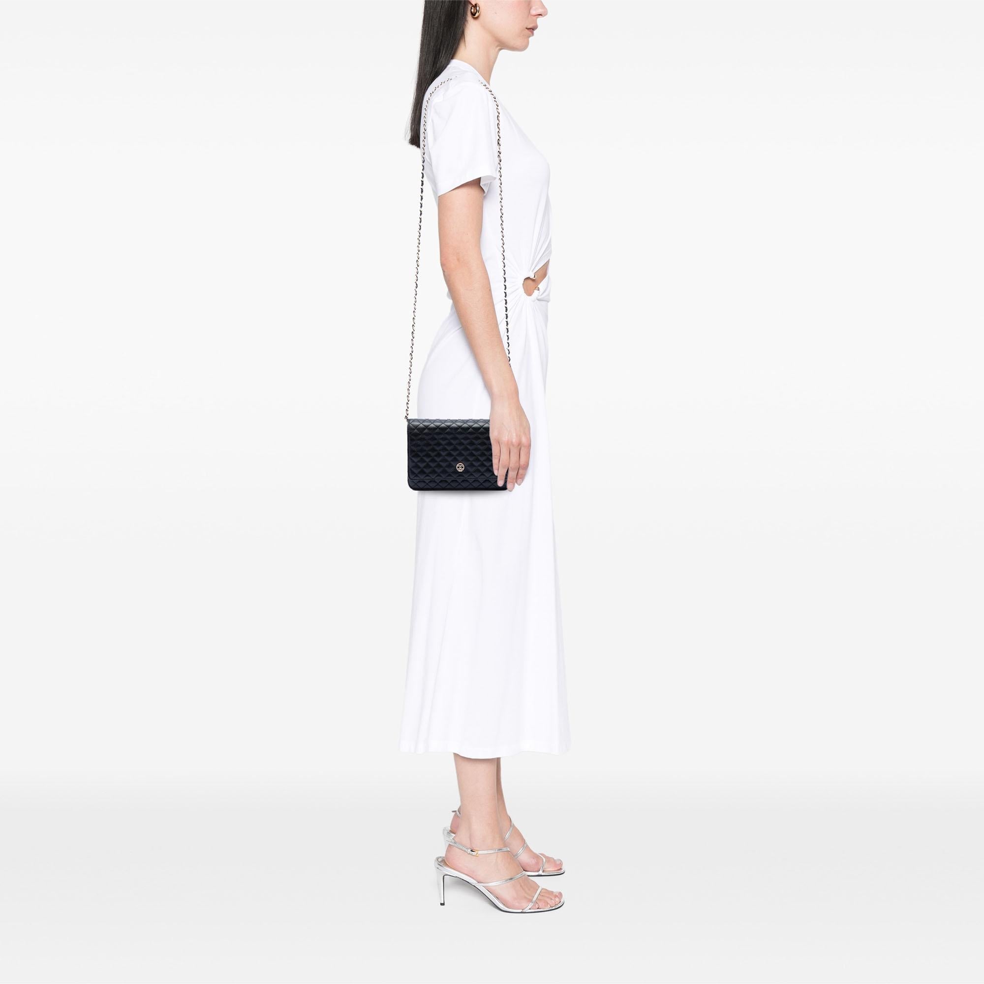 Chanel CC Microquilted Lambskin Wallet On Chain