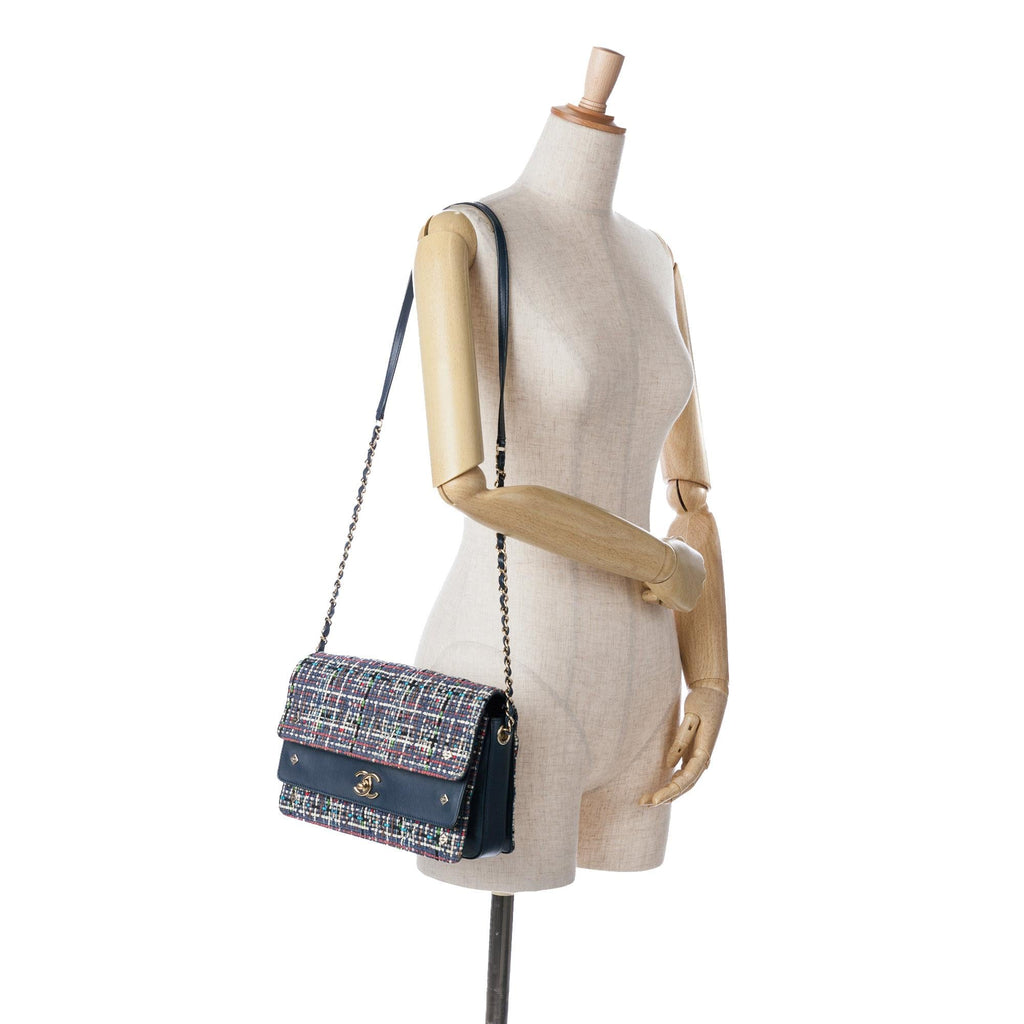 Chanel CC Multicolor Tweed Double Flap (SHG-djHZ7S)