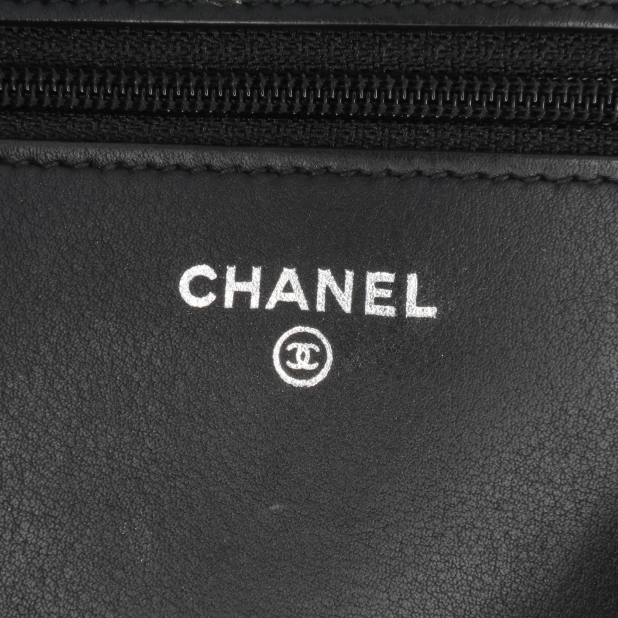 Chanel CC Patent Diamond Wallet On Chain