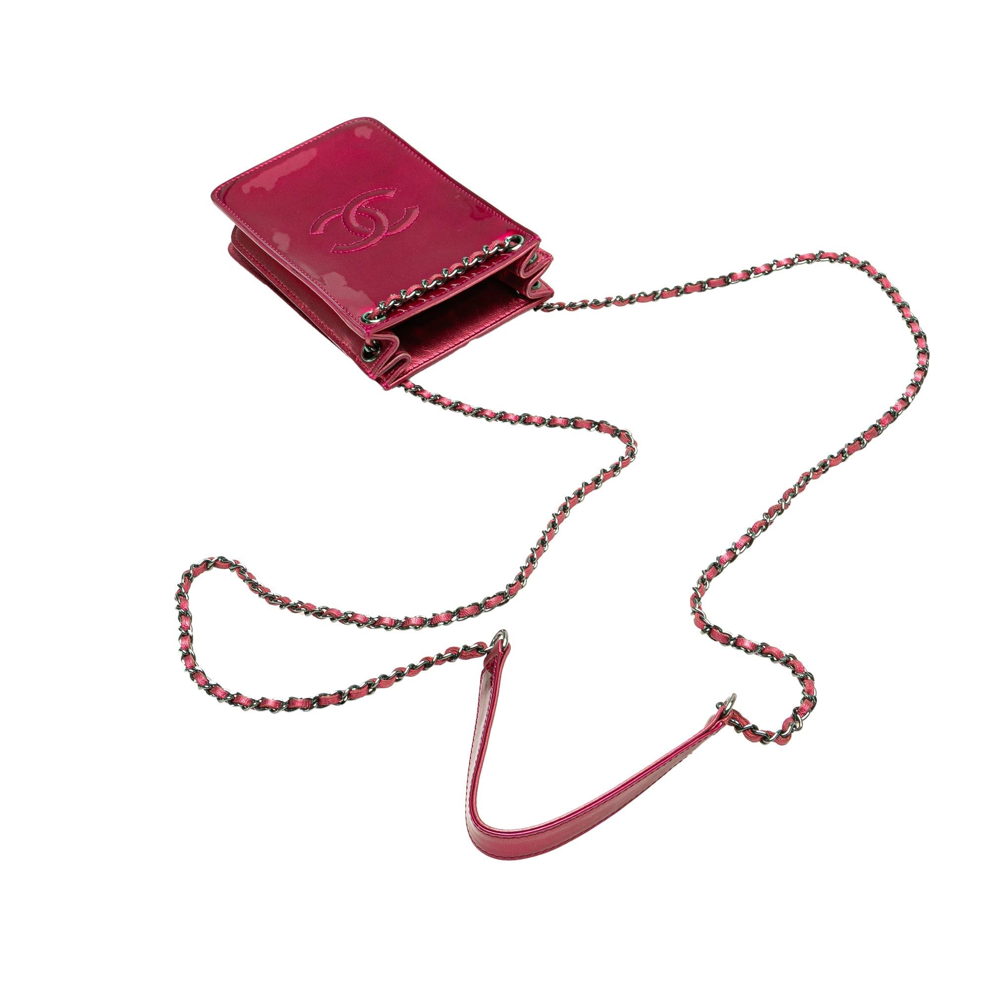 Chanel CC Patent Phone Holder Crossbody