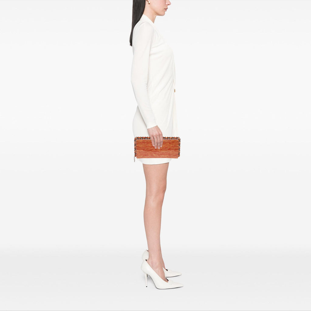 Chanel CC Patent Striped Chain Around Clutch