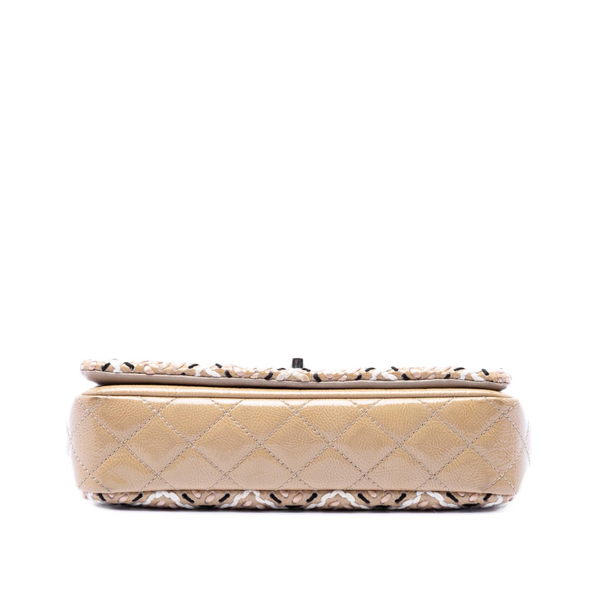 Chanel CC Patent Woven Stitch Full Flap