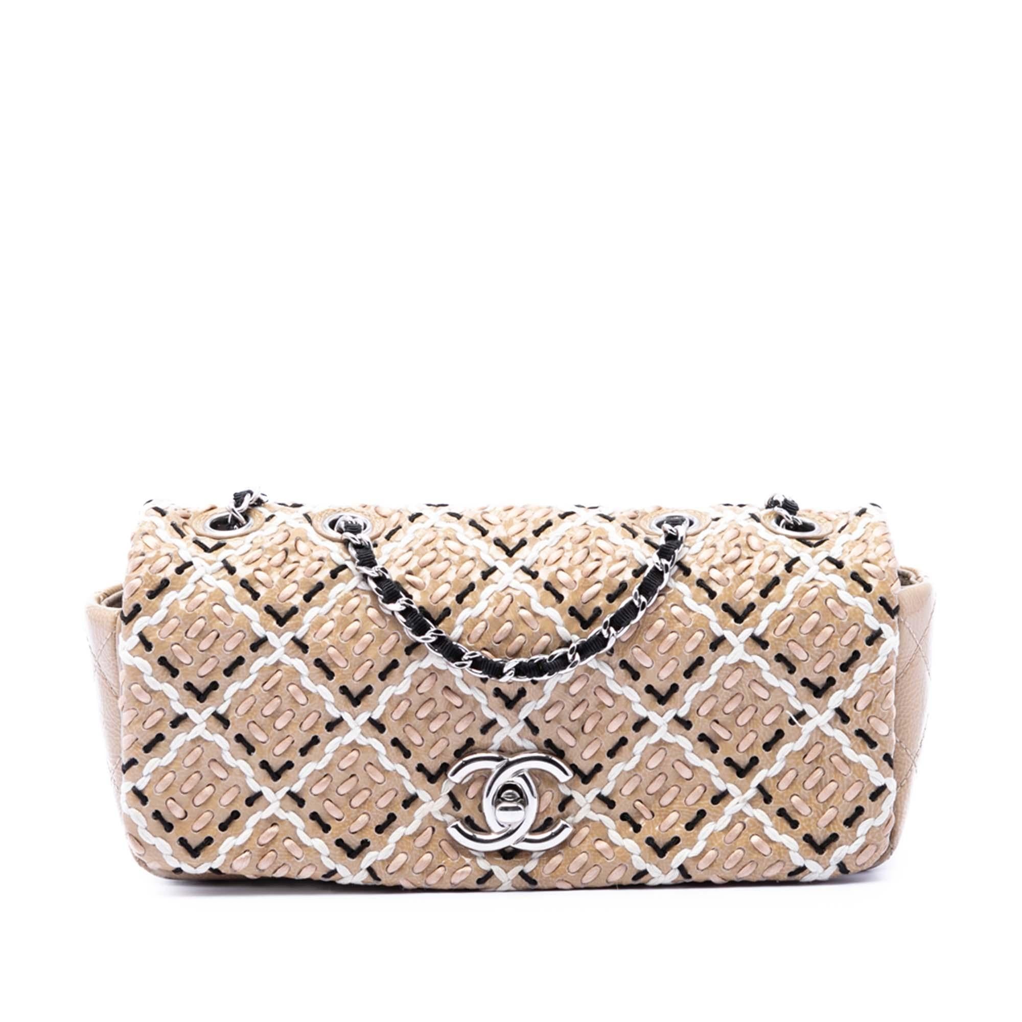 Chanel CC Patent Woven Stitch Full Flap