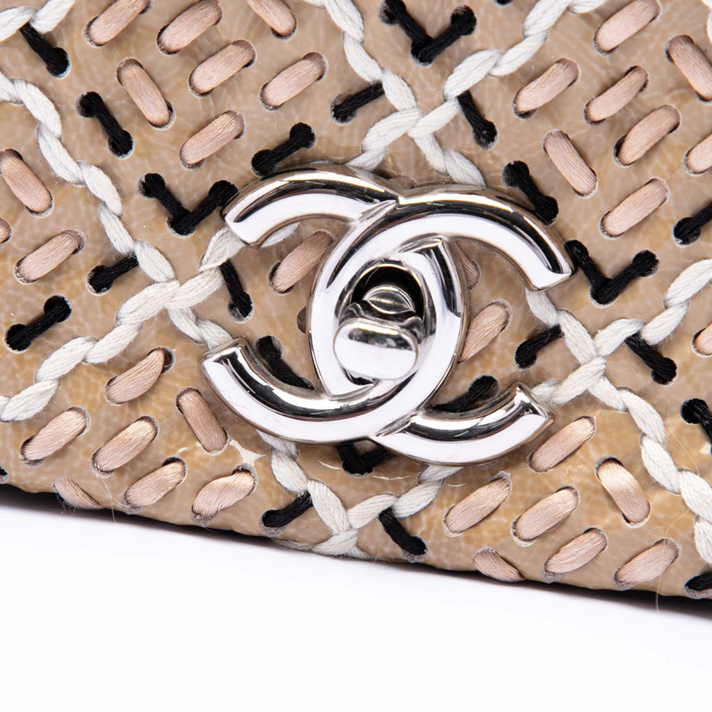 Chanel CC Patent Woven Stitch Full Flap