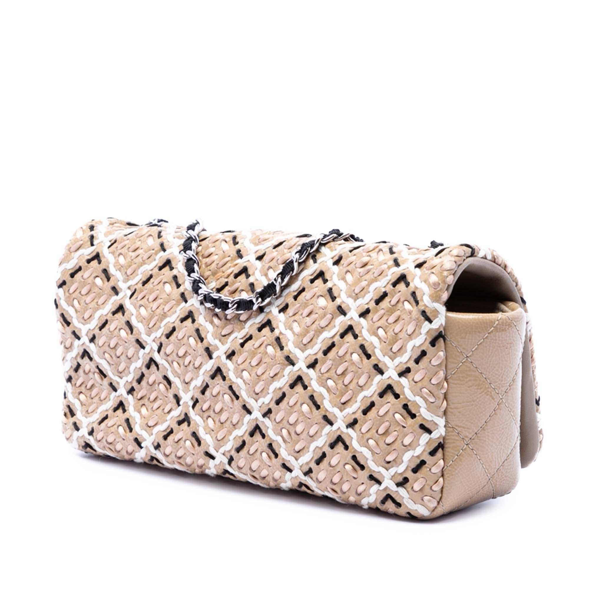 Chanel CC Patent Woven Stitch Full Flap