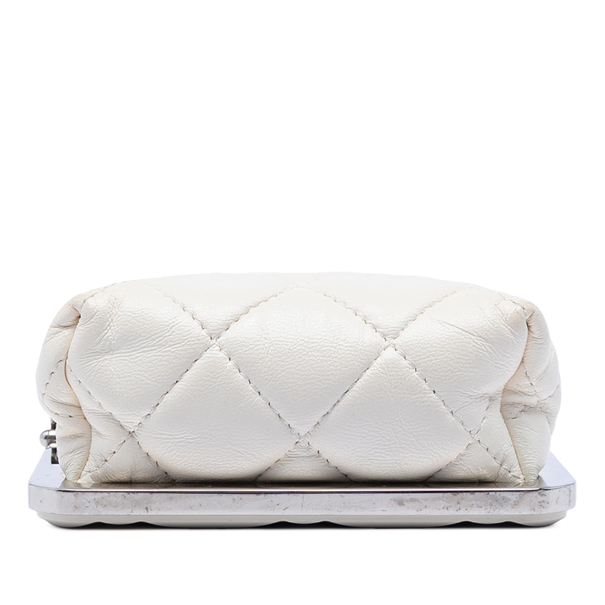 Chanel CC Quilted Acrylic and Lambskin Evening Clutch With Chain