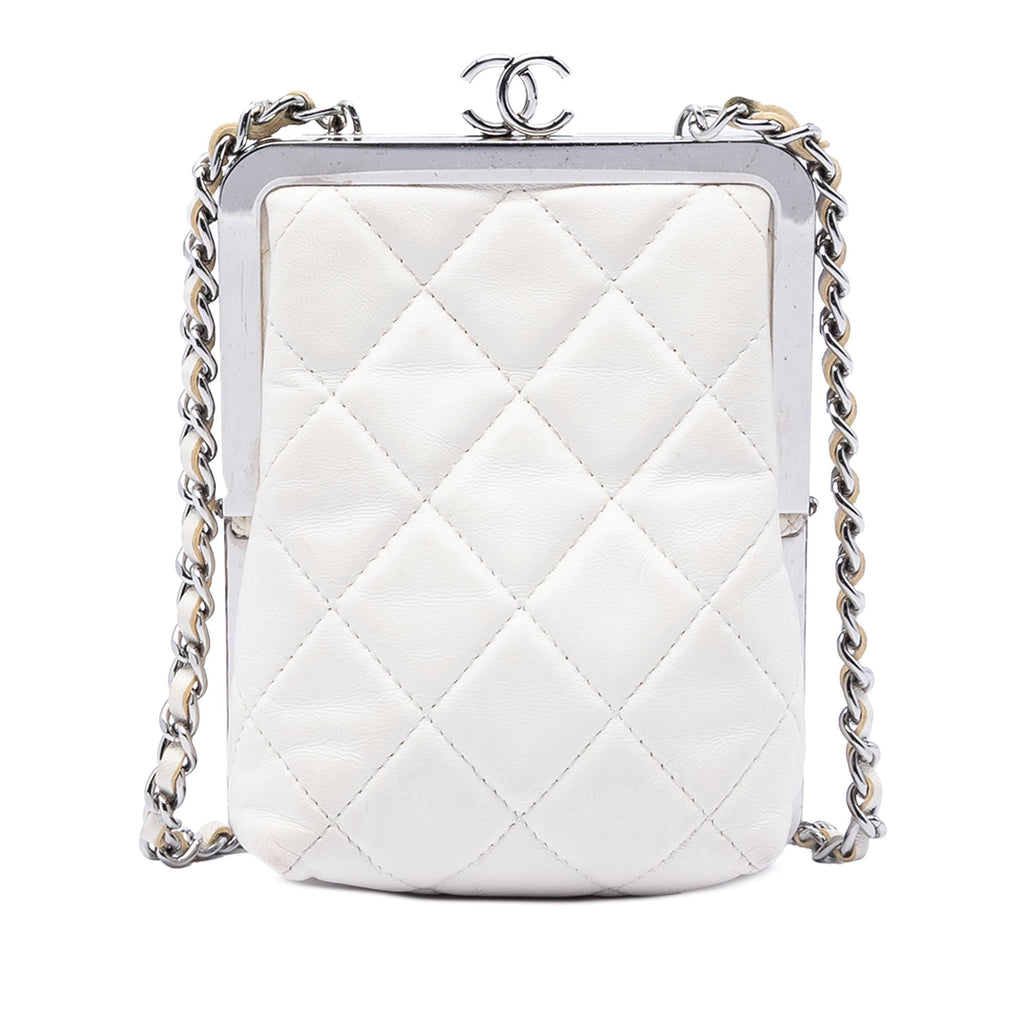Chanel CC Quilted Acrylic and Lambskin Evening Clutch With Chain
