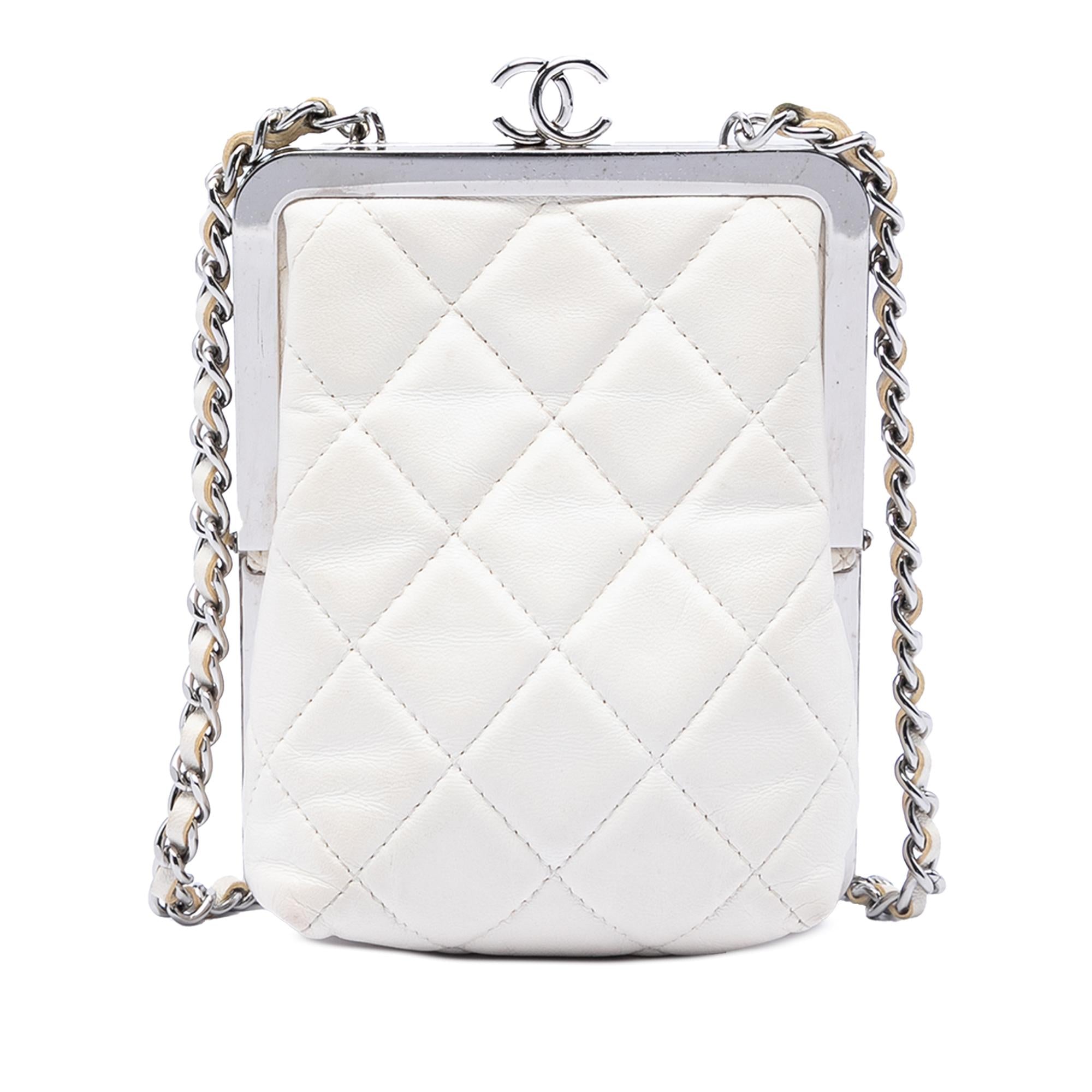 Chanel CC Quilted Acrylic and Lambskin Evening Clutch With Chain