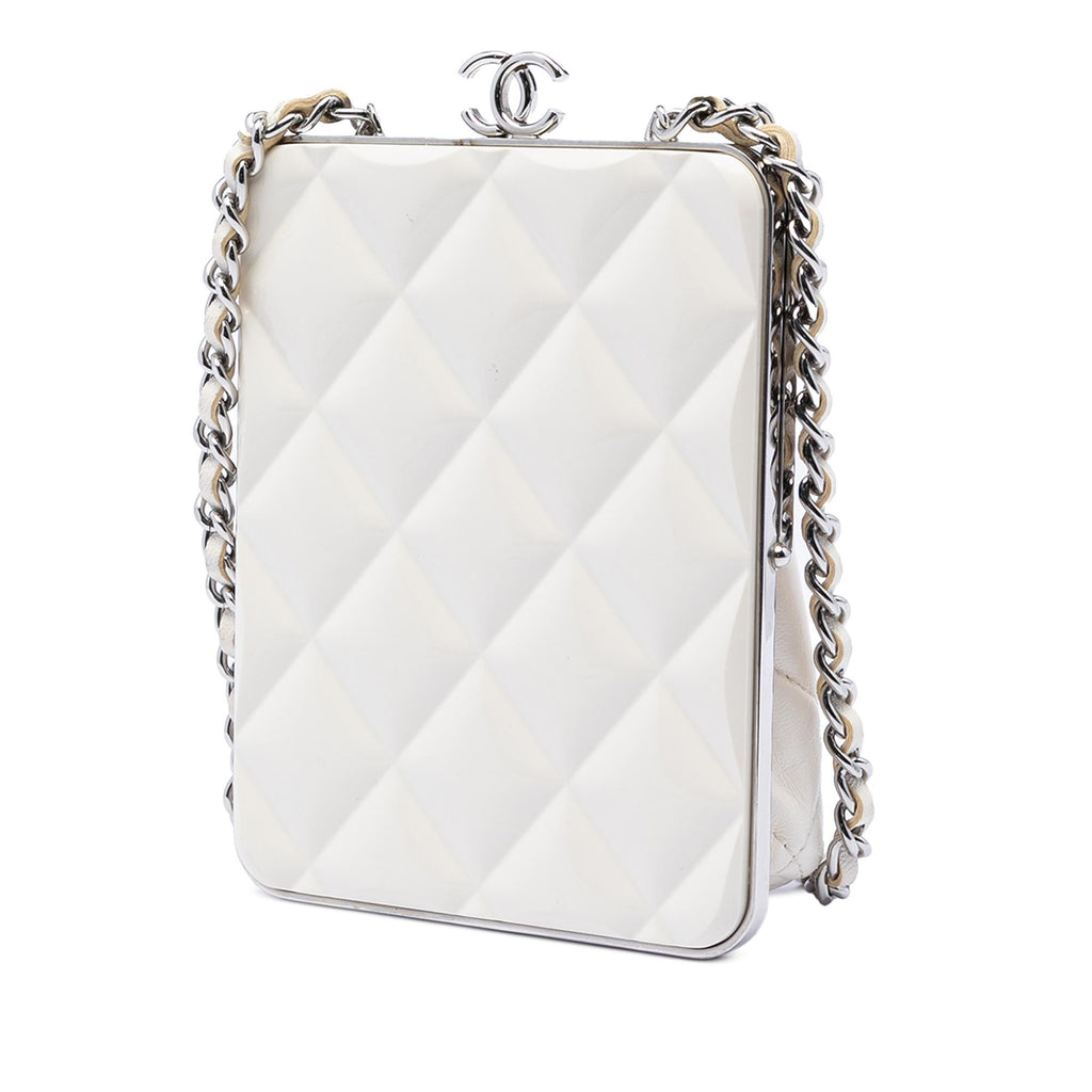 Chanel CC Quilted Acrylic and Lambskin Evening Clutch With Chain
