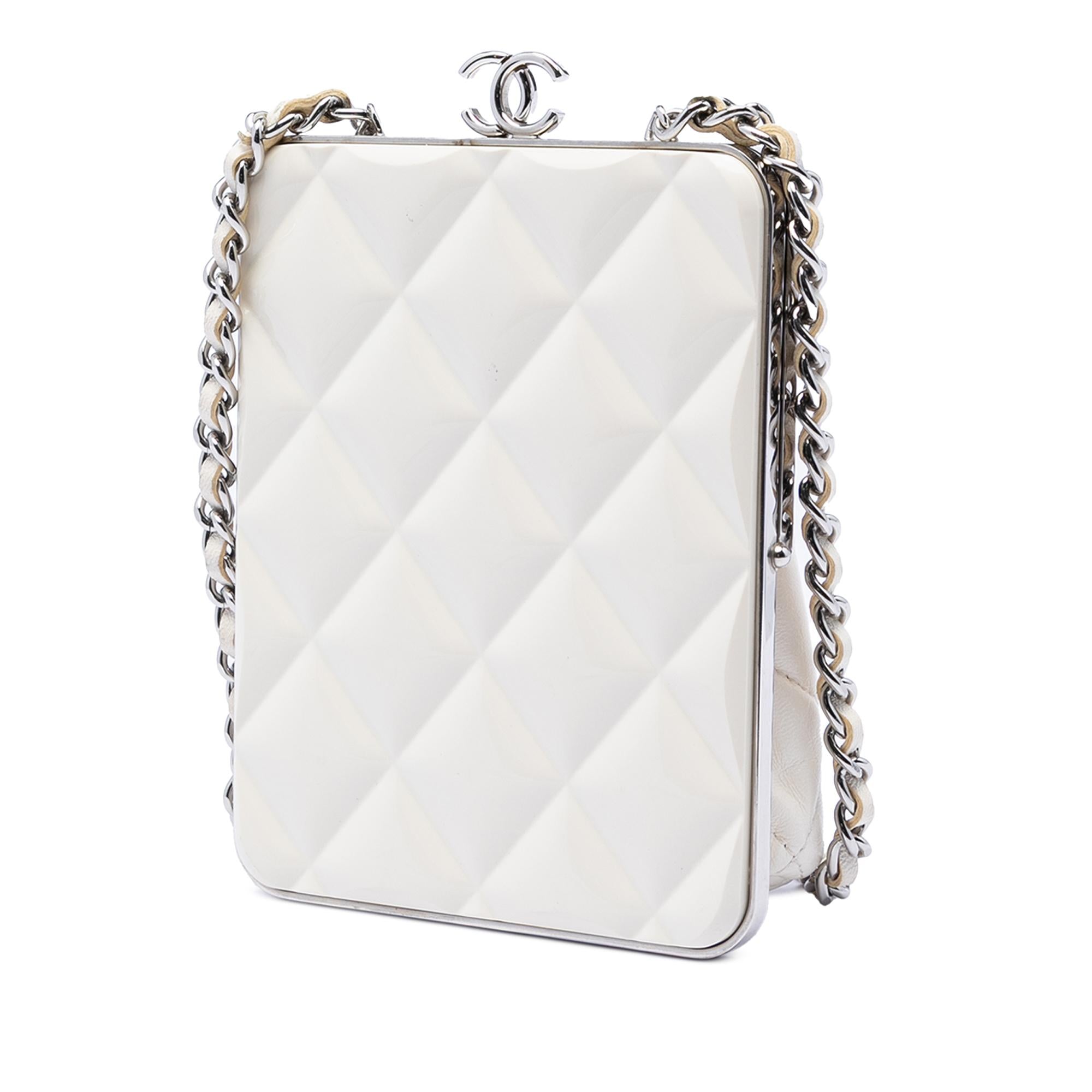 Chanel CC Quilted Acrylic and Lambskin Evening Clutch With Chain